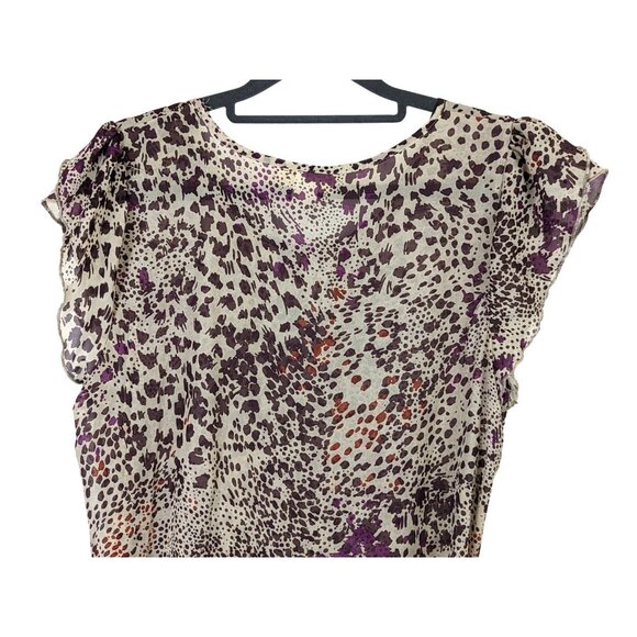 Belle Du Jour Women size XL Purple Sheer Rave Flutter Ruffle Disco Flowy Dress - Picture 13 of 15